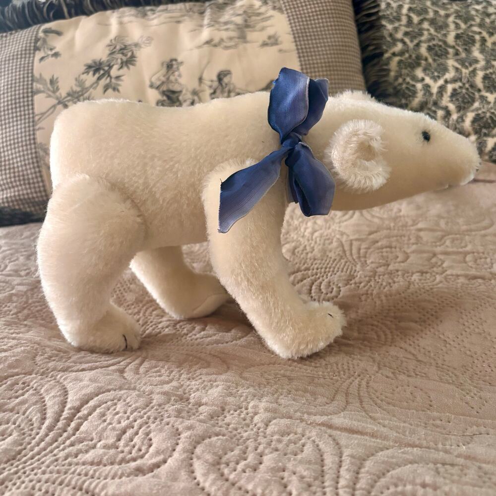 Vintage Mohair Artist Polar Bear, Handmade and Signed 1998
